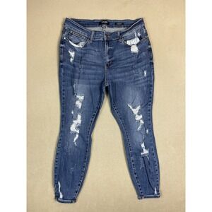 Judy Blue Jeans Womens Plus 18W Blue‎ Skinny Fit Distressed Stretch Denim Adult